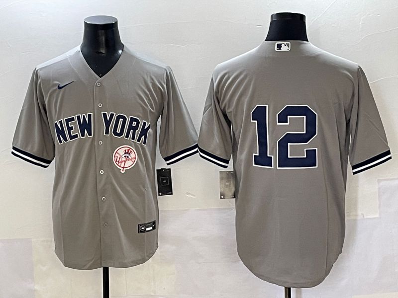 Men 2025 New York Yankees 12 No Name Grey Game Nike MLB Jersey style 18
